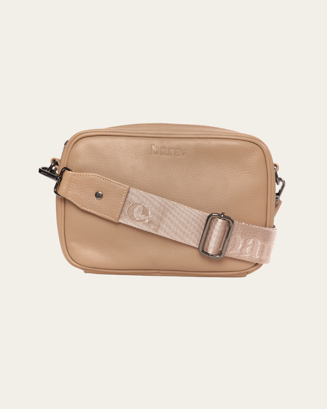 Stone Bare Leather Nylon Strap on an Esme bag